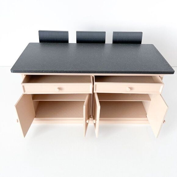 Barbie Integrity Doll Tan Kitchen Island 1:6 Scale 3 Matched Chairs 3D Printed - Picture 3 of 14